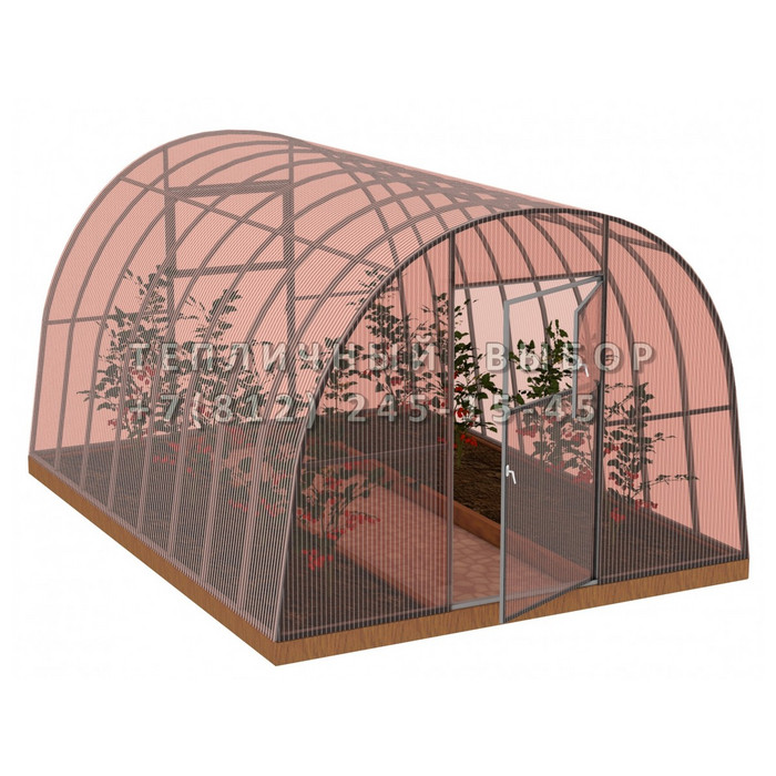 Теплица из поликарбоната-фито Усиленная Арочная 2,5х10 h=2 м профиль 25х25 мм